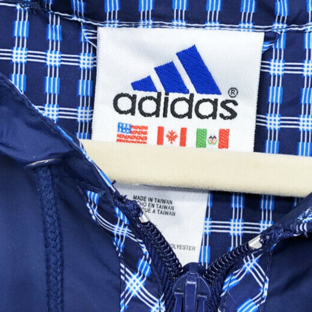 ADIDAS Plaid Three Stripe Windbreaker 1999 Vintage - Picture 6 of 7